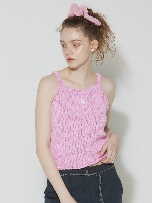  Piping line knit top_pink