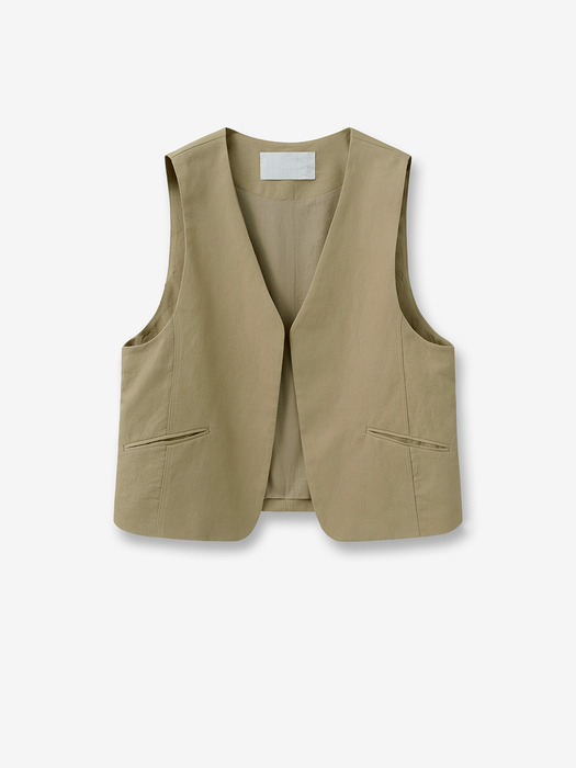 linen back strap vest_beige