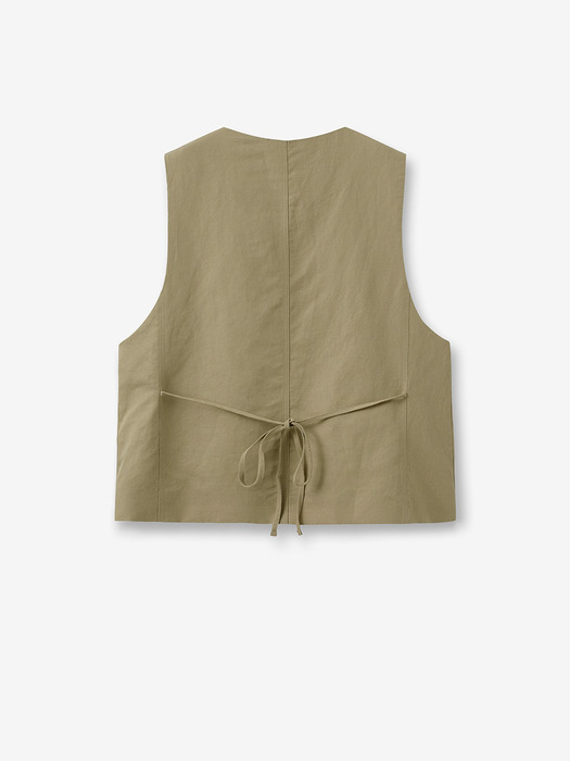 linen back strap vest_beige