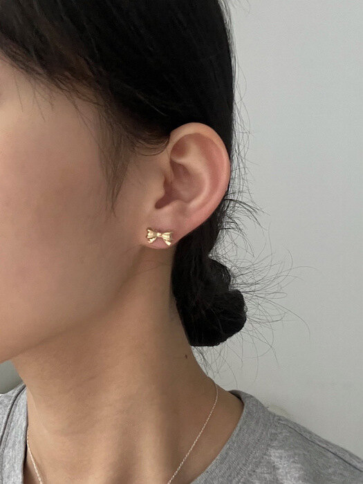 [단독][SET] petit ribbon earrings+necklace( 2 colors )
