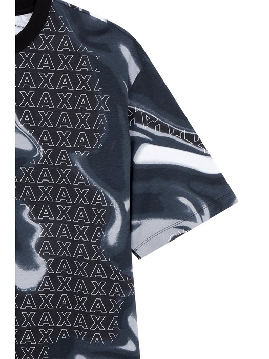 AX남성 로고 프린트 크루넥 티셔츠A413331033-블랙