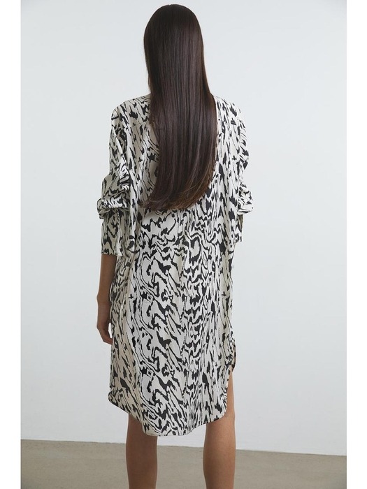 리오셀 블렌드 셔츠 드레스 화이트/패턴 1191797003