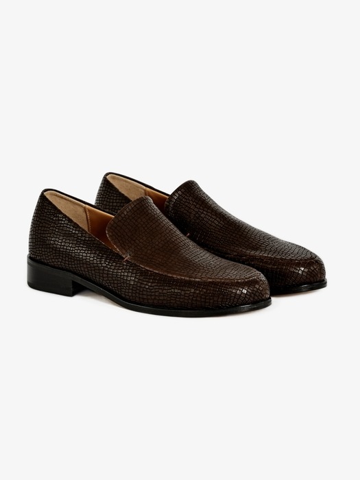 30mm Pietra Embossed-Leather Loafers (Brown)