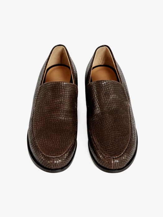 30mm Pietra Embossed-Leather Loafers (Brown)
