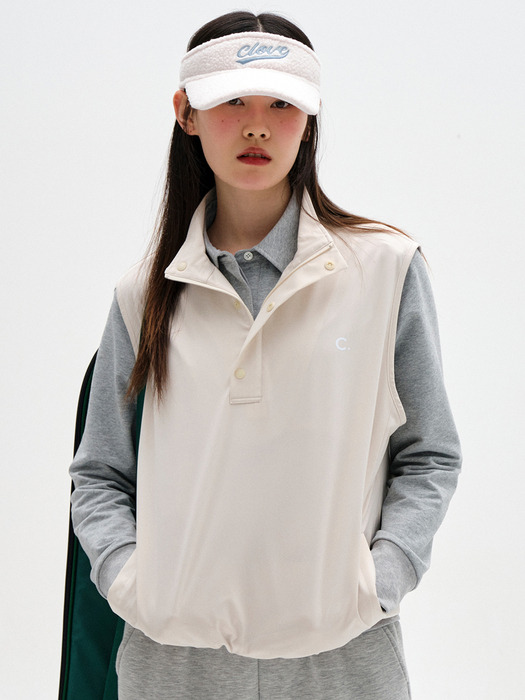 [23FW clove] Golf Snap Vest (Light Beige)