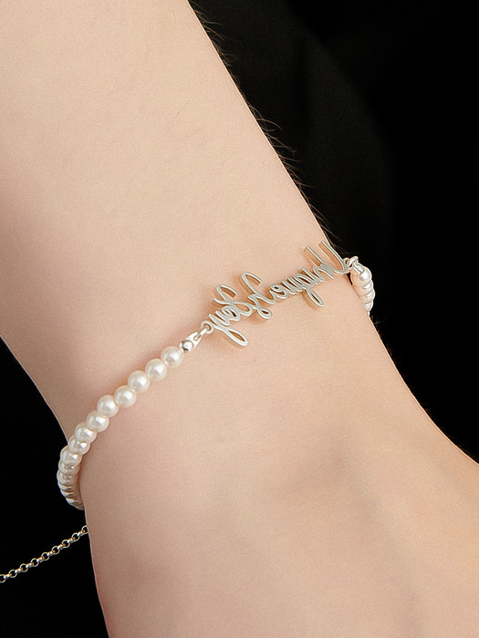 Initials Line Pearl Silver Bracelet Ib300 [Silver]