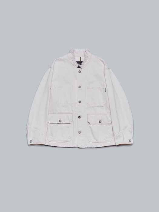 LIGHT PINK RAW-CUT NECK WORKER JACKET