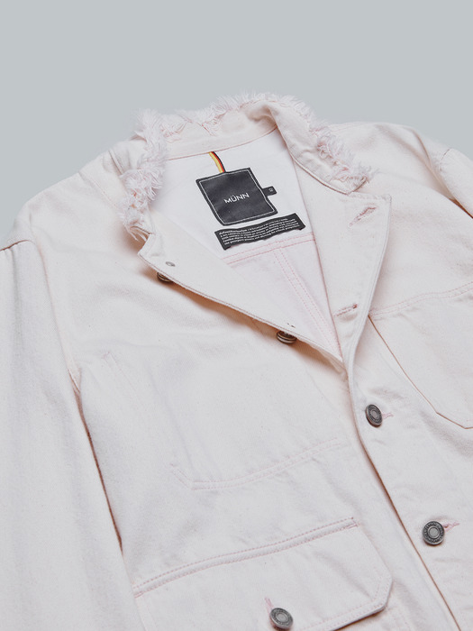 LIGHT PINK RAW-CUT NECK WORKER JACKET