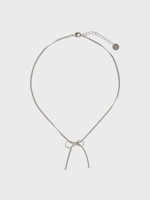 BABY RIBBON CHOKER NECKLACE_SILVER