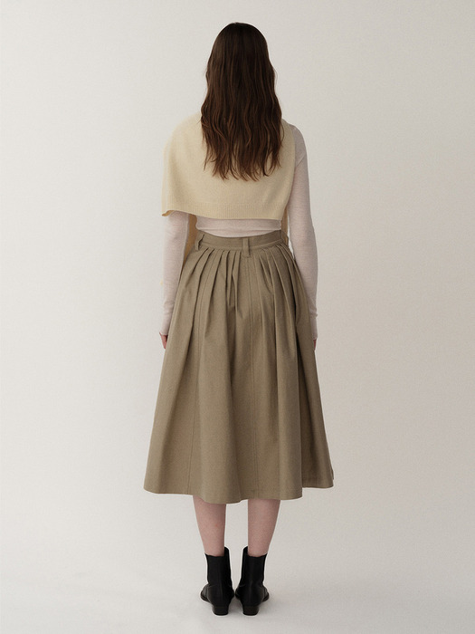 PF23 Laura Pleated Full Skirt Khaki