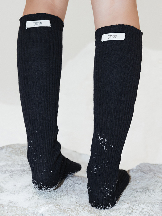 COTTON RIBBED KNEE SOCKS_TT3W716BK