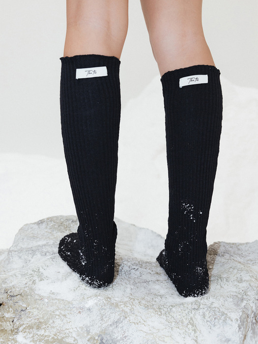 COTTON RIBBED KNEE SOCKS_TT3W716BK