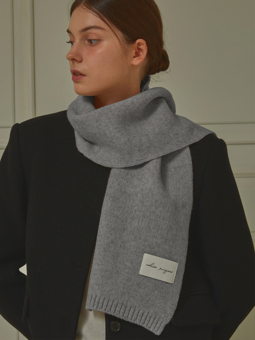 VIRGIN WOOL KNIT MUFFLER_GREY