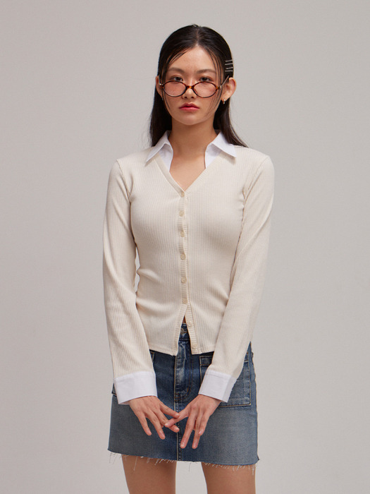 Shirt Detail Cardigan_ 5 color