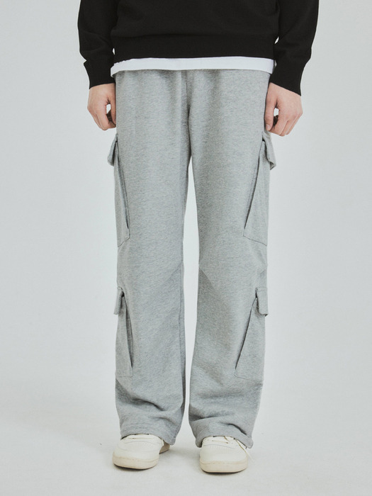 Semi Wide Cargo Sweat Pants(3color)