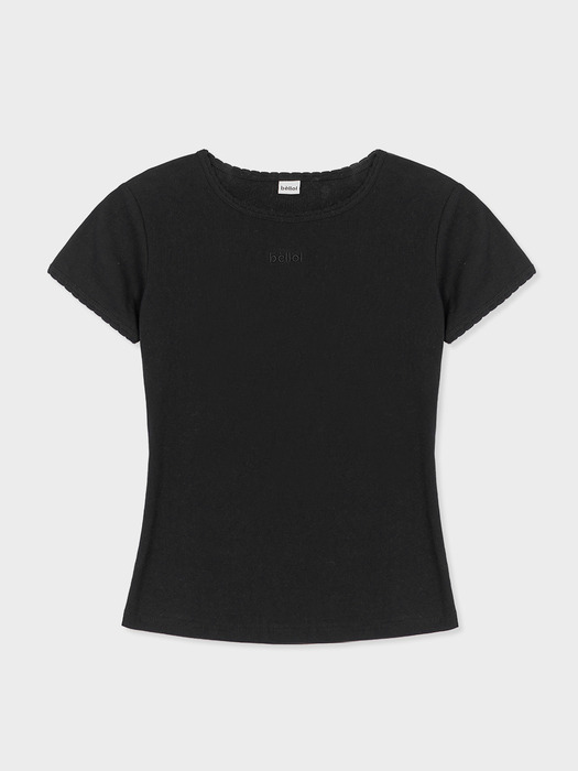 Short-Sleeved Embroidered T-shirt BLACK