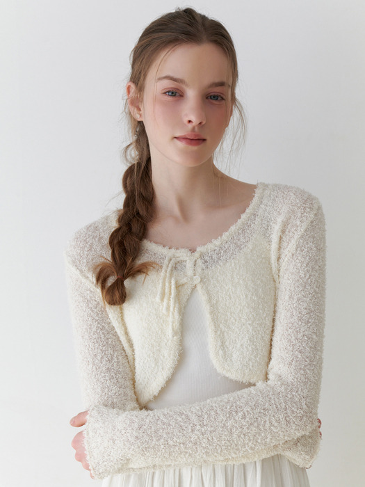 Fuzzy bolero cardigan (ivory)