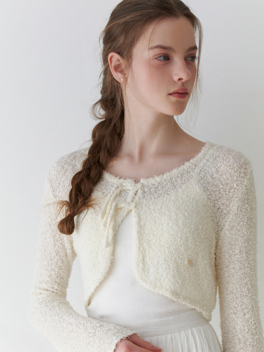 Fuzzy bolero cardigan (ivory)