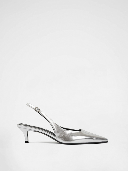 CURVED SLINGBACKS / SILVER