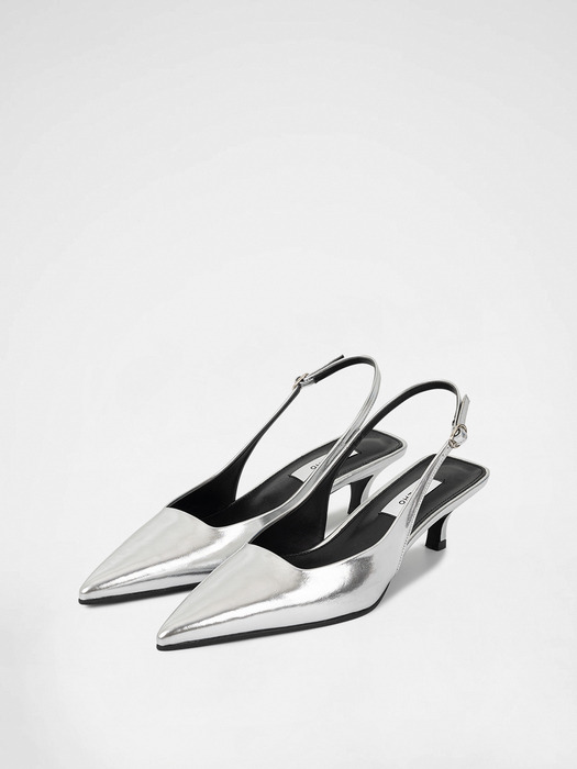 CURVED SLINGBACKS / SILVER