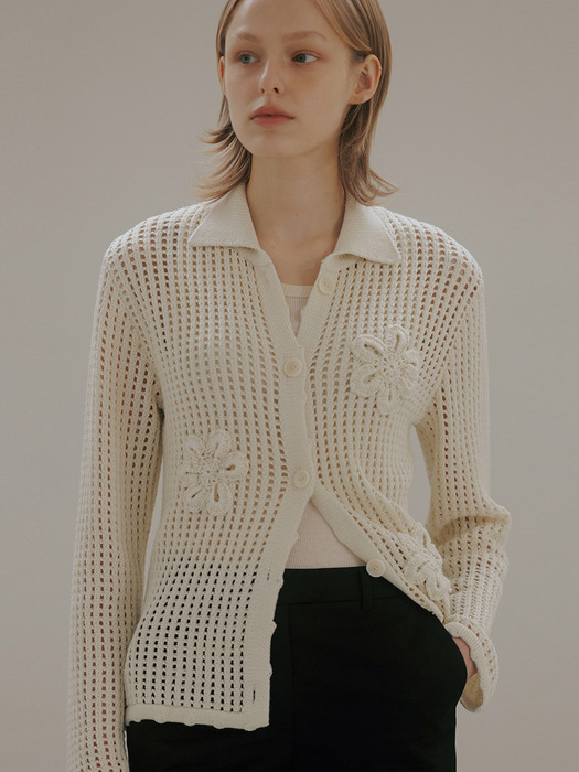 cotton crochet knit jacket (ecru)