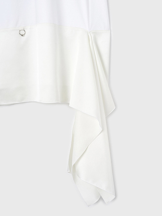 Draped Satin Dress (White)