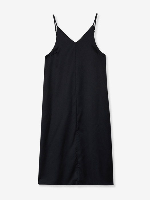 Satin Sleeveless Dress [BLACK]