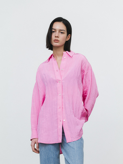 GLOSSY OVERFIT SHIRT_PINK