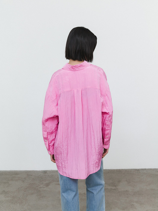 GLOSSY OVERFIT SHIRT_PINK