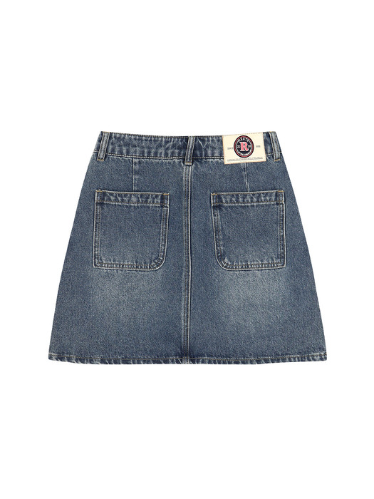 pocket embroidery washing mini denim skirt- U1F22DSK010