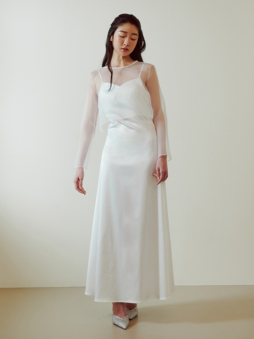 Bridal Organza Vest Slip Dress_white