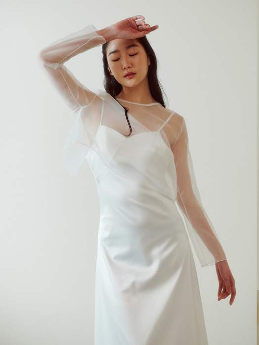 Bridal Organza Vest Slip Dress_white