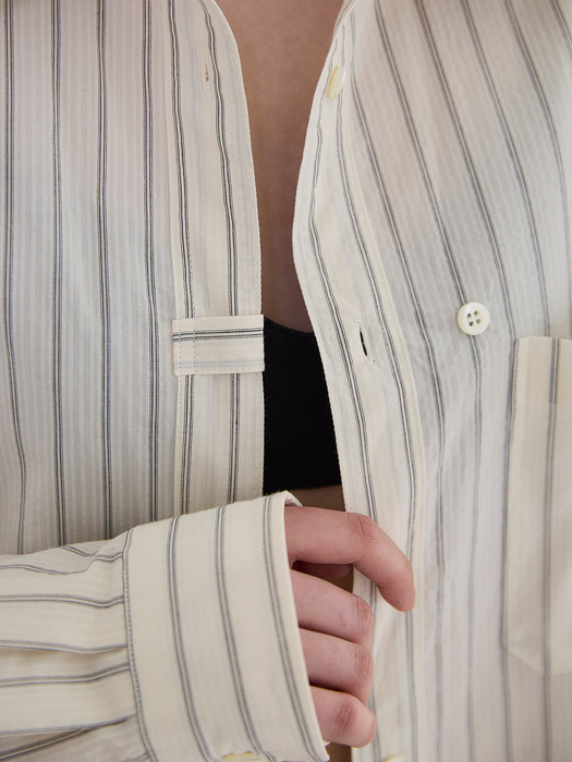 Button Stripe Shirts_CREAM