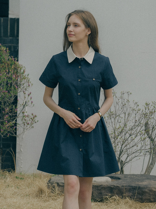 Casual roll up shirt mini ops_Navy