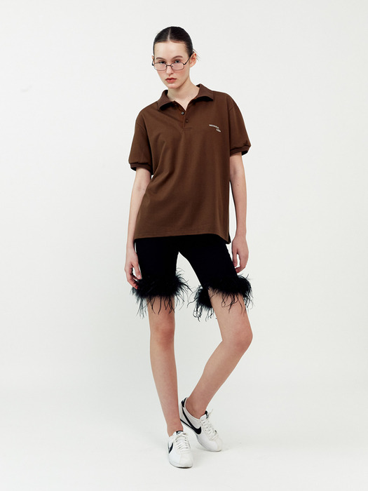 01 M.C UNISEX, Basic PK Half Shirt / Khaki Brown