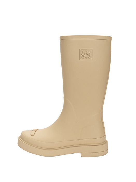 RIBBON RUBBER BOOTS LONG_beige