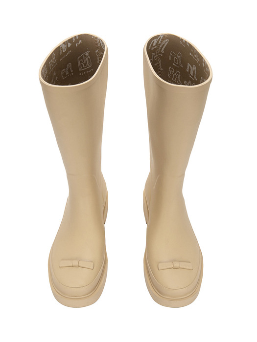 RIBBON RUBBER BOOTS LONG_beige