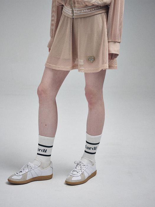 MESH FLARE SKIRT METAL BLOOMMARDI WAPPEN_BEIGE