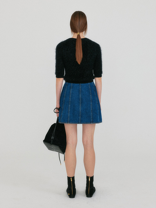 ZENNA Belted Mini Denim Skirt - Blue