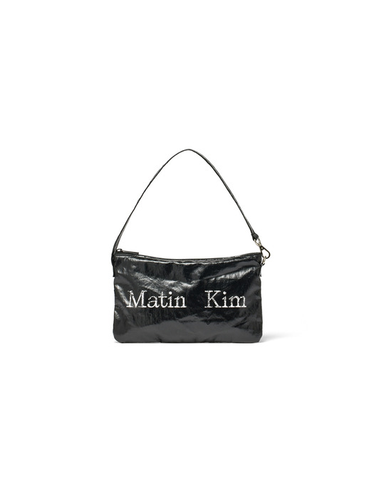 MATIN CRACKED LOGO GLOSSY ECOBAG IN STRONG BLACK