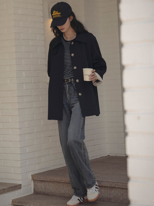 Mac half trench coat_Navy