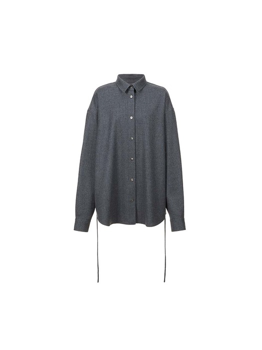 LEATHER STOPPER DETAIL SHIRT [GRAY]