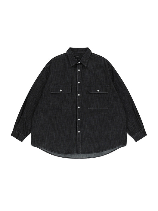 Washed over denim shirt (black)