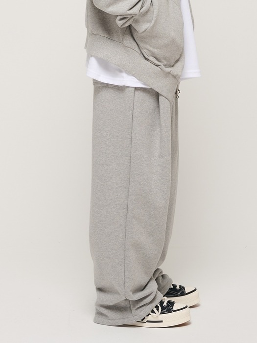 PIN TUCK WIDE BAND STRING PANTS (GRAY)