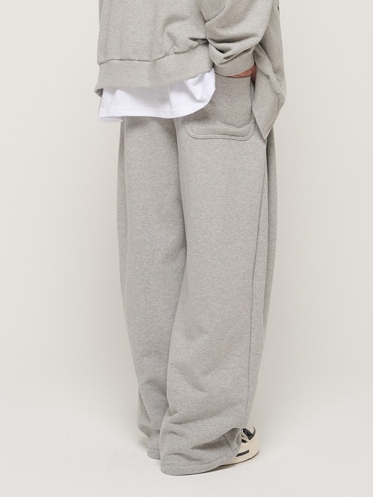 PIN TUCK WIDE BAND STRING PANTS (GRAY)