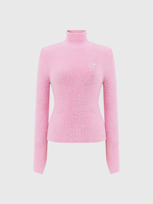 리지 슬릿 터틀넥 니트 탑_핑크 / LIZY SLIT TURTLENECK KNIT TOP_PINK