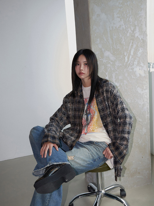 24FW check boyfit vintage shirt