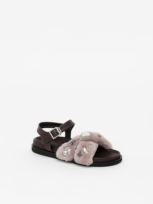 Orlane Shearling Sandals in MISTY ROSE FUR