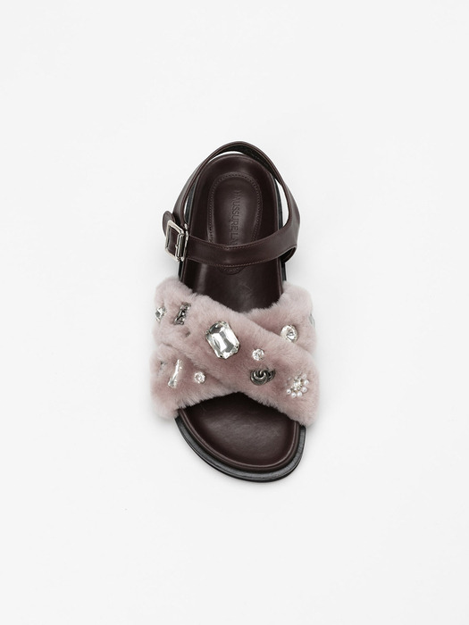 Orlane Shearling Sandals in MISTY ROSE FUR