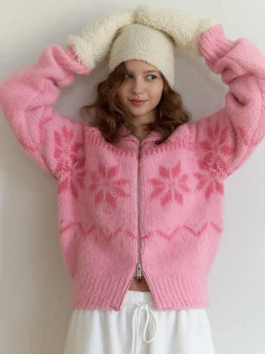 Snowball knit cardigan (pink)